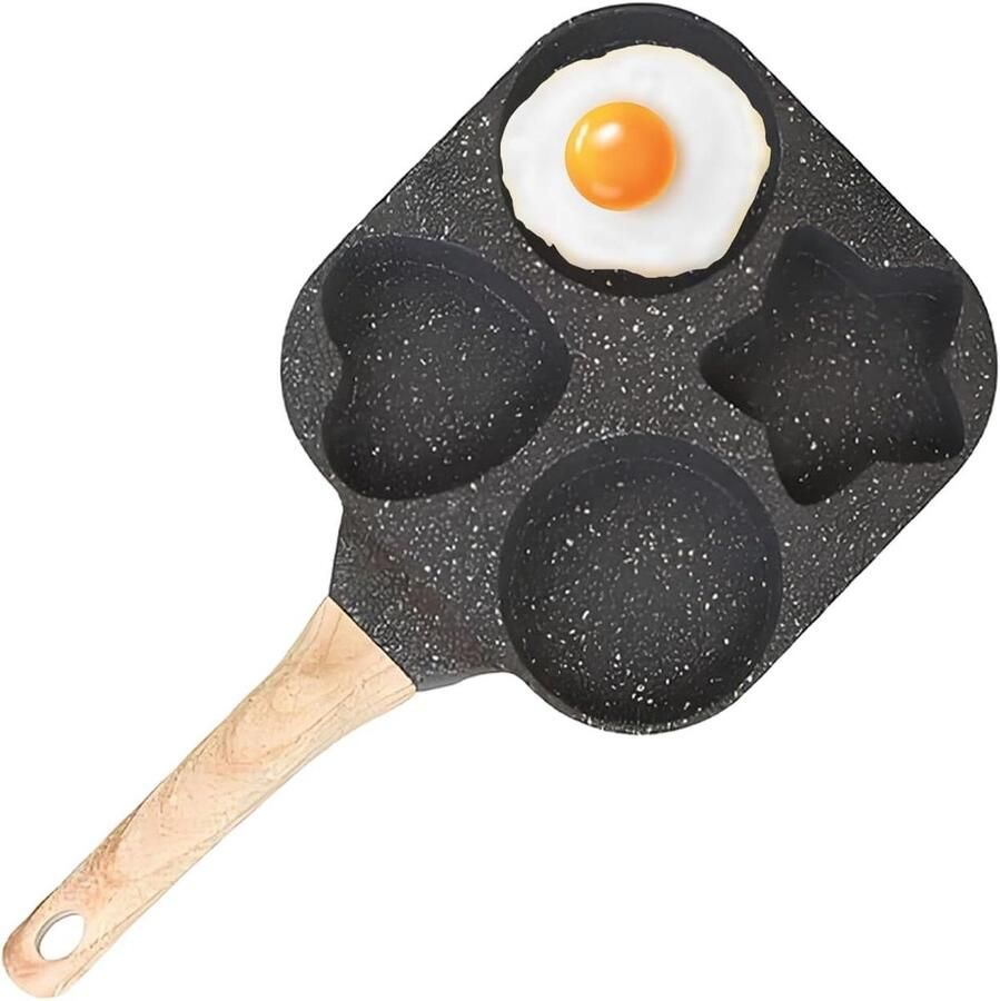 Pannenkoekenpan met 4 kopjes Eierpan Omeletpan Ontbijt Maken Geavanceerde Antiaanbaklaag 4 Kopjes Zwart