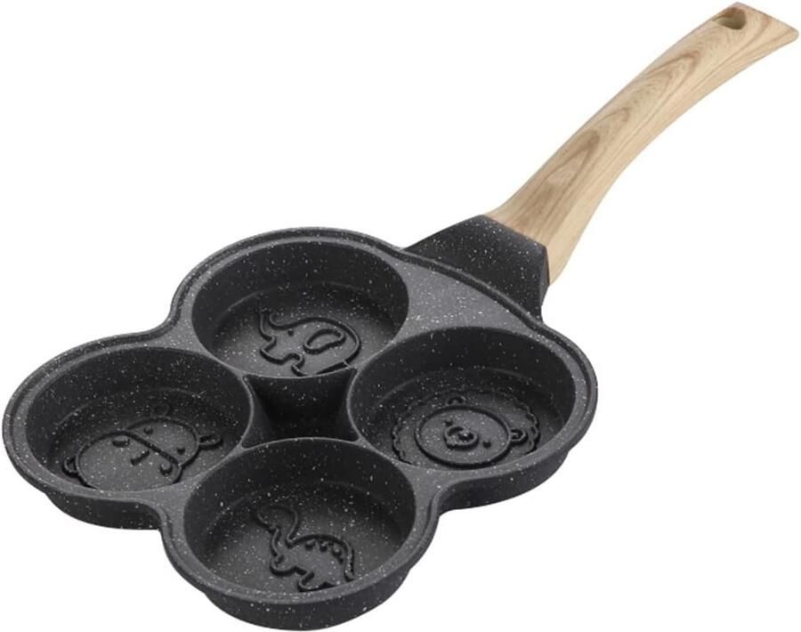 Pannenkoekenpan Met 4 Kopjes Omeletpan Eierkoker Ontbijt Maken Antiaanbaklaag Keramisch Niet gespecificeerd Zwart