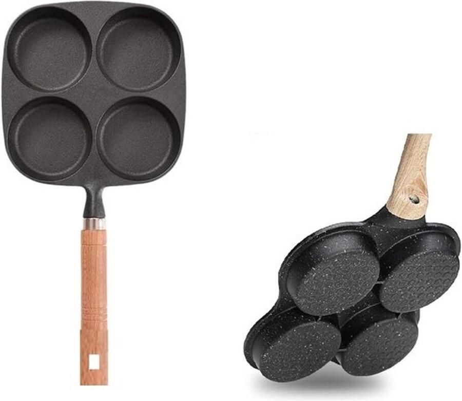 Pannenkoekenpan met 4 Vormen Omelet Pan Ontbijt Bakken Antiaanbaklaag