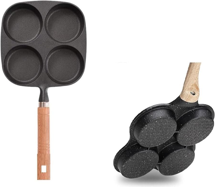 Pannenkoekenpan met 4 Vormen Omelet Pan Ontbijt Bakken Antiaanbaklaag