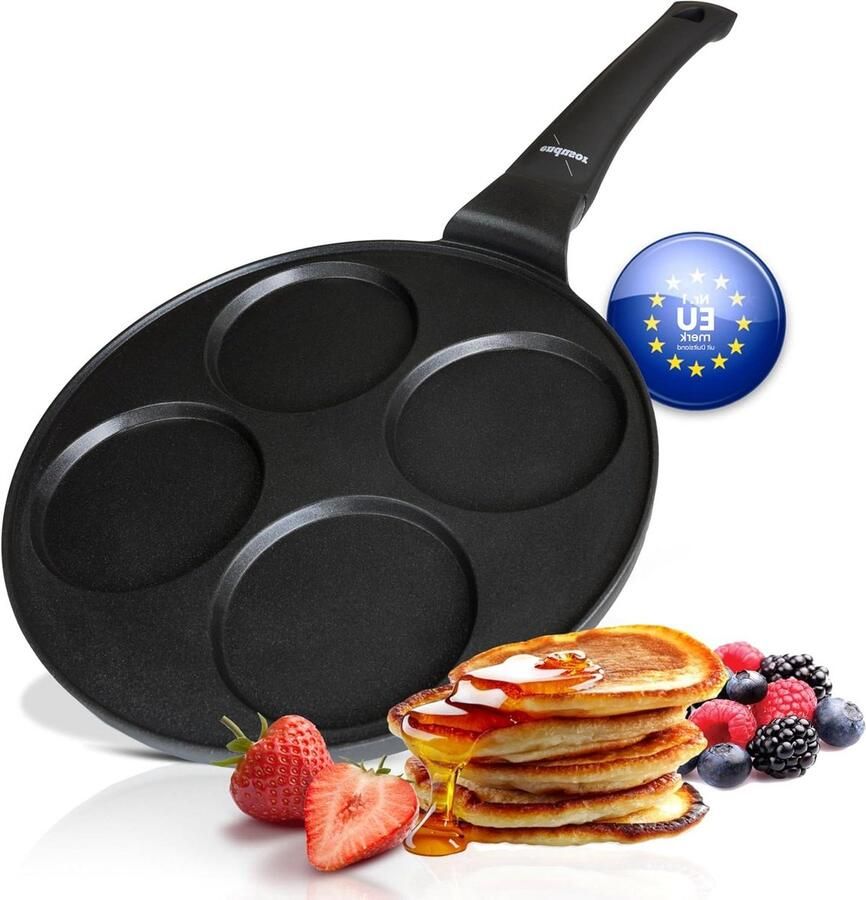 Pannenkoekenpan met 4 vormen Omeletpan Eiervorm pan Ontbijt maken Antiaanbaklaag 28 cm Goud