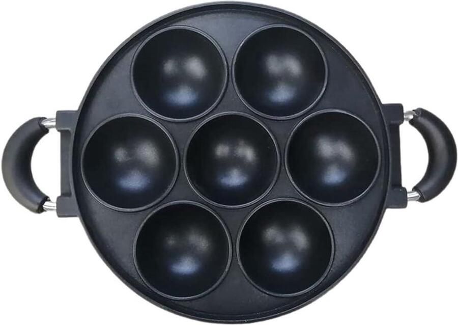 Pannenkoekenpan met 7 holtes Omeletpan Ei Bakvorm Ontbijt Maken Anti-aanbaklaag 26 cm diameter Zwart