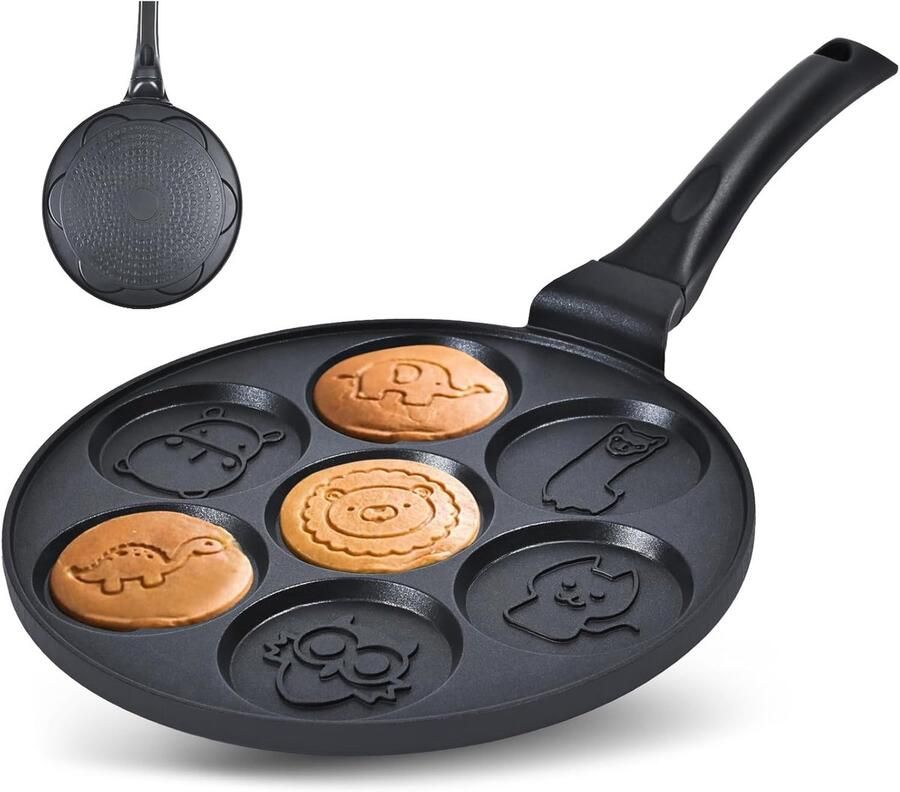 Pannenkoekenpan met 7 Vormen Dierenthema Geschikt voor Inductie Anti-Aanbaklaag