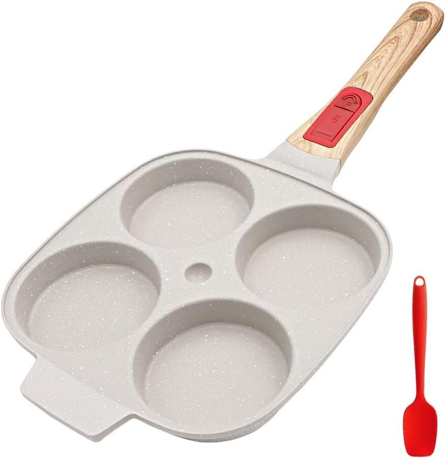 Pannenkoekenpan met Afneembare Handgreep Wit Zonder Deksel Aluminium met Anti-aanbaklaag Voor Inductie en Alle Fornuizen
