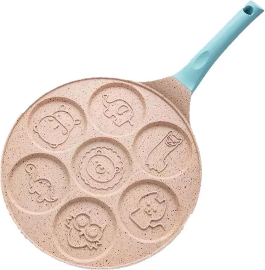 Pannenkoekenpan Met Anti-Aanbaklaag Eierkoekenpan Pannenkoekpanvorm Ontbijt Bakken 7 Dierenpatronen 1.00 Count Blauw
