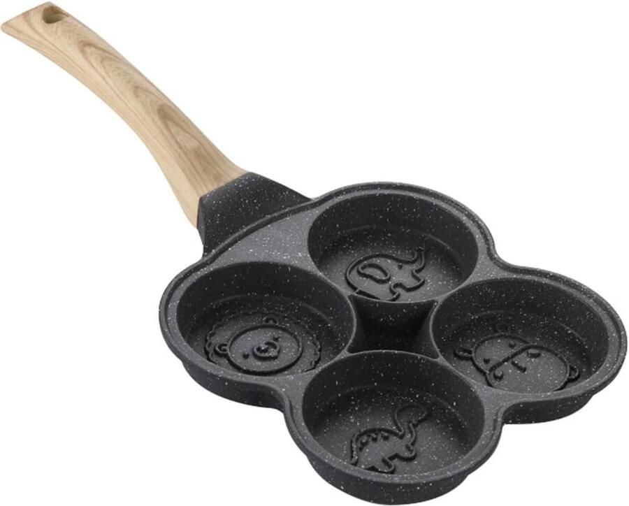 Pannenkoekenpan met Anti-aanbaklaag Omeletpan Koekenpan Ontbijt Maken Vier Gebakken Eieren Niet Vaatwasserbestendig Zwart