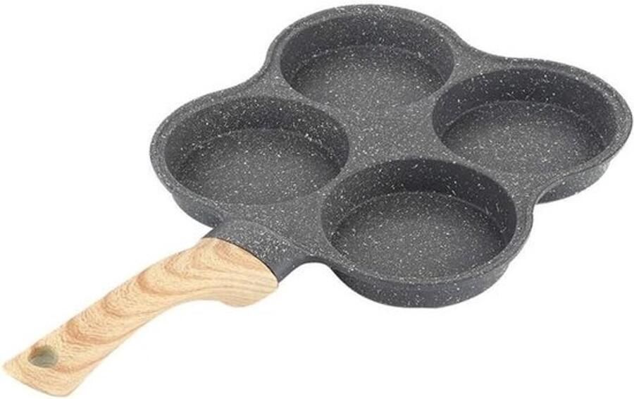 Pannenkoekenpan met anti-aanbaklaag Pannenkoekenpan eierkoekenpan 4-gaats omeletpan voor hamburger-eieren Ham-pannenkoekenmaker Koekenpannen Creatieve anti-aanbaklaag Geen olie-r