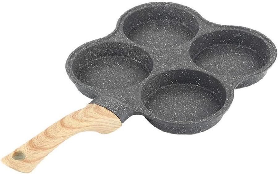 Pannenkoekenpan met anti-aanbaklaag Pannenkoekenpan eierkoekenpan 4-gaats omeletpan voor hamburger-eieren Ham-pannenkoekenmaker Koekenpannen Creatieve anti-aanbaklaag Geen olie-r