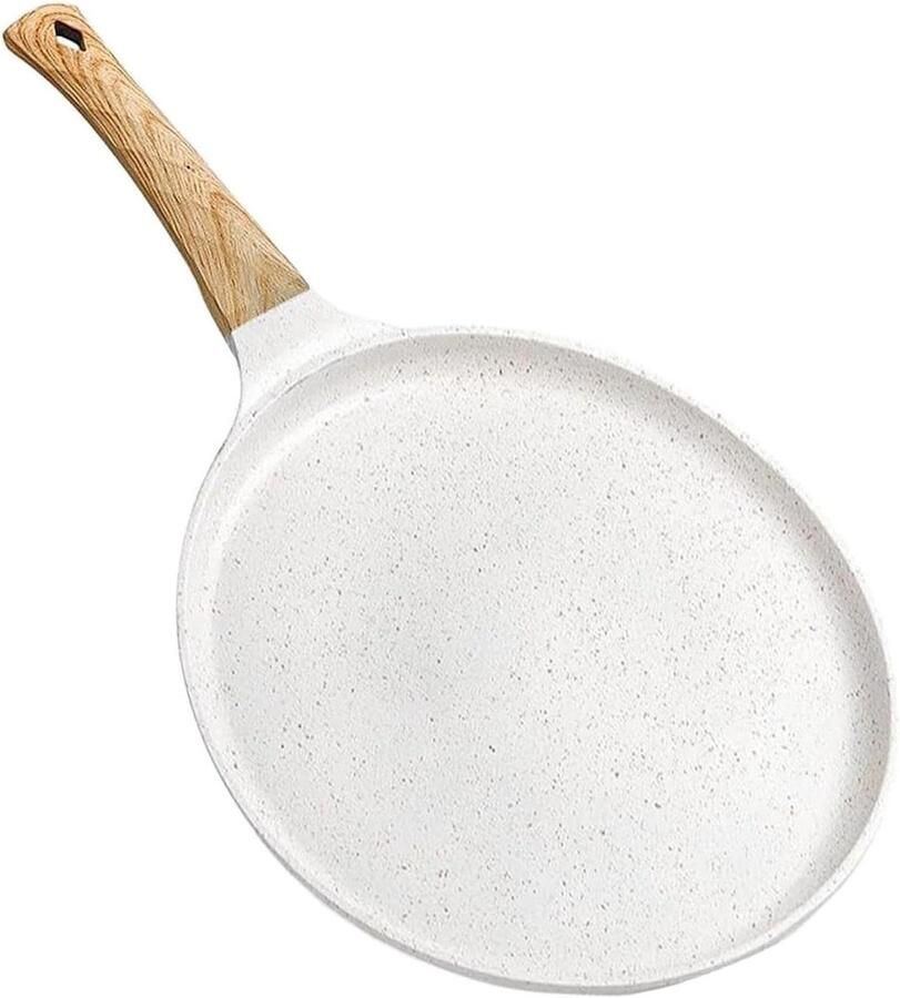 Pannenkoekenpan Inductie Omelet Koekenpan Lekkere Pannenkoeken Bakken Ergonomisch Handvat 24 cm Wit