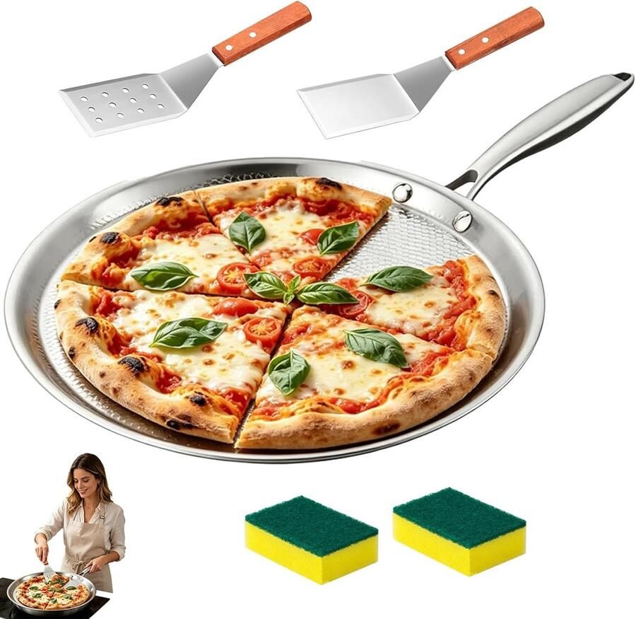 Pannenkoekenpan met Deksel Koekenpan Titanium Pannenkoeken Bakken Natuurlijke Antiaanbaklaag 30 cm Grijs