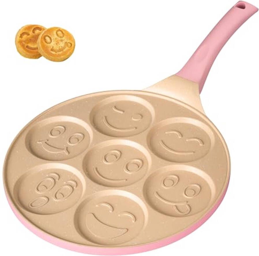 Pannenkoekenpan met Dubbele Antiaanbaklaag en Soft-Touch Handgreep Geschikt voor Inductie en Alle Fornuizen 26 cm Roze