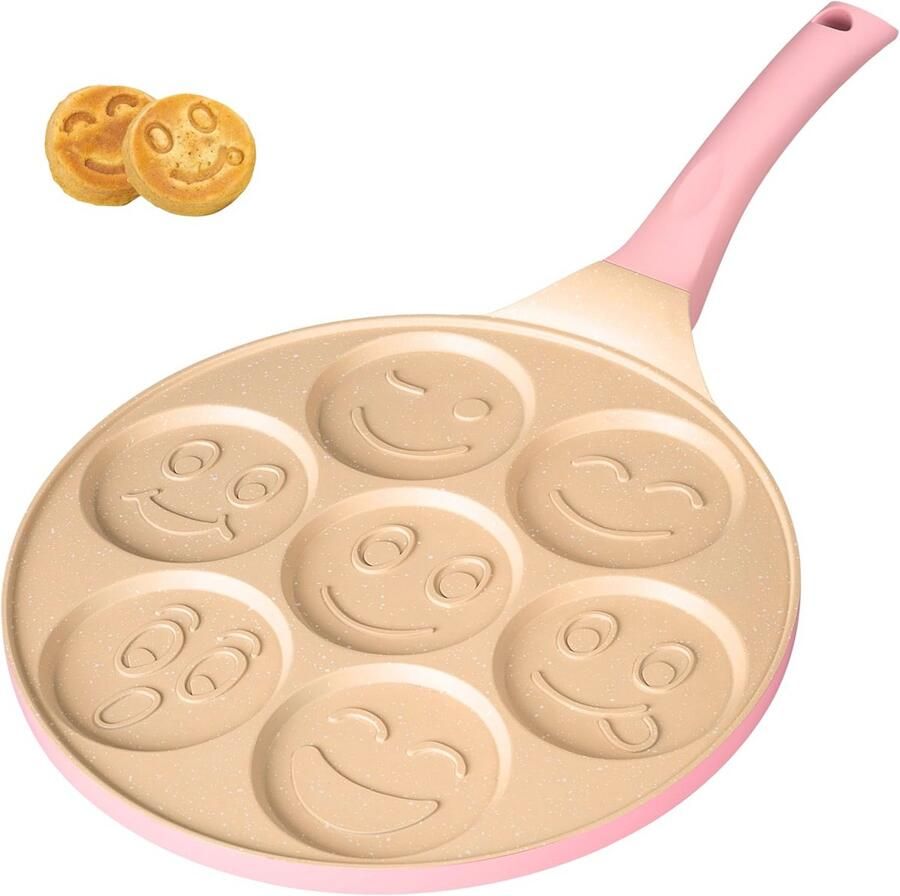 Pannenkoekenpan met Dubbele Antiaanbaklaag en Soft-Touch Handgreep Geschikt voor Inductie en Alle Fornuizen 26 cm Roze