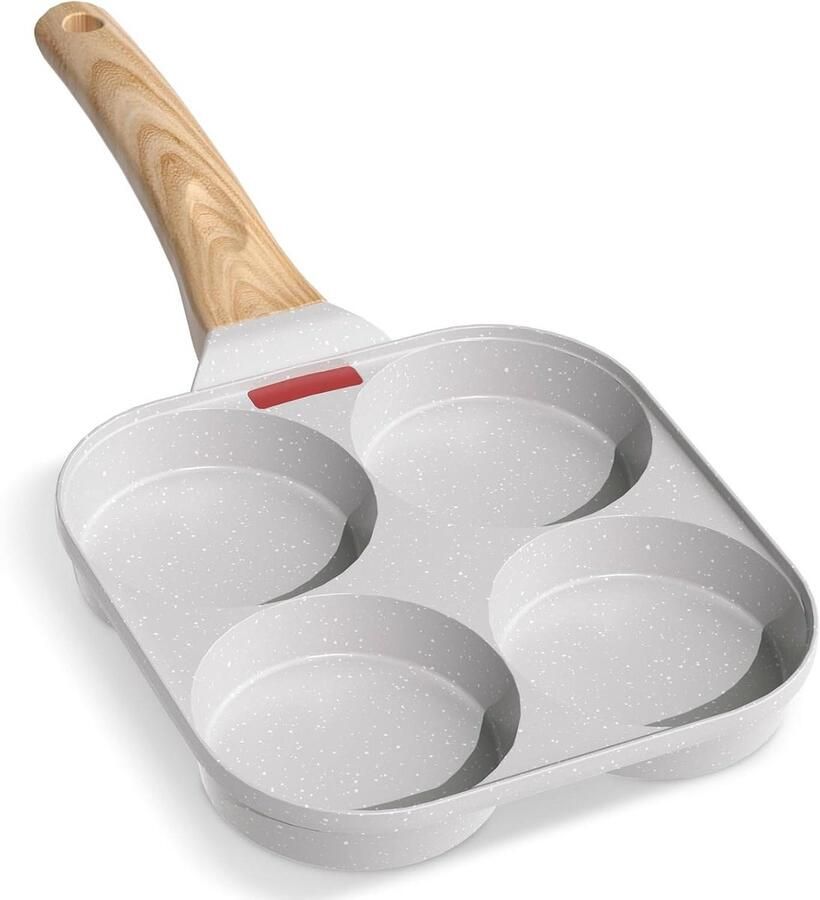 Pannenkoekenpan met gaten Ontbijtpan koekenpan Meerdere items bakken Antiaanbaklaag 4 compartimenten Zwart