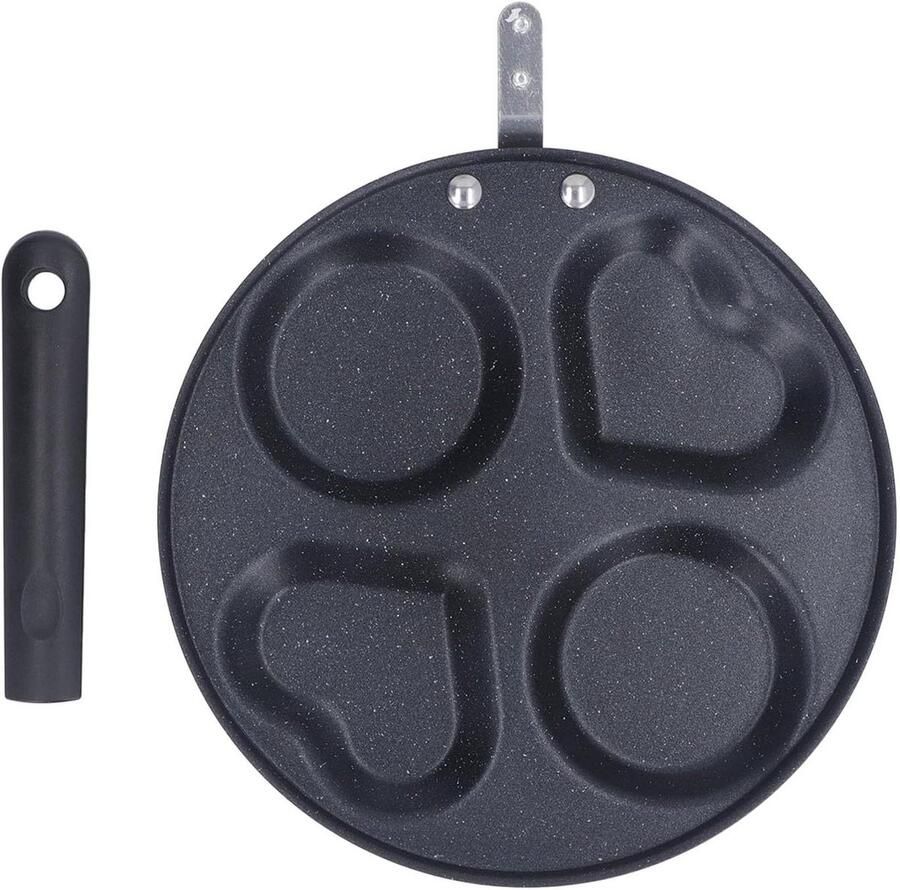 Pannenkoekenpan met ringen Mini omeletpan Ontbijt maken Gelijkmatige warmteverdeling 4 holtes Zwart