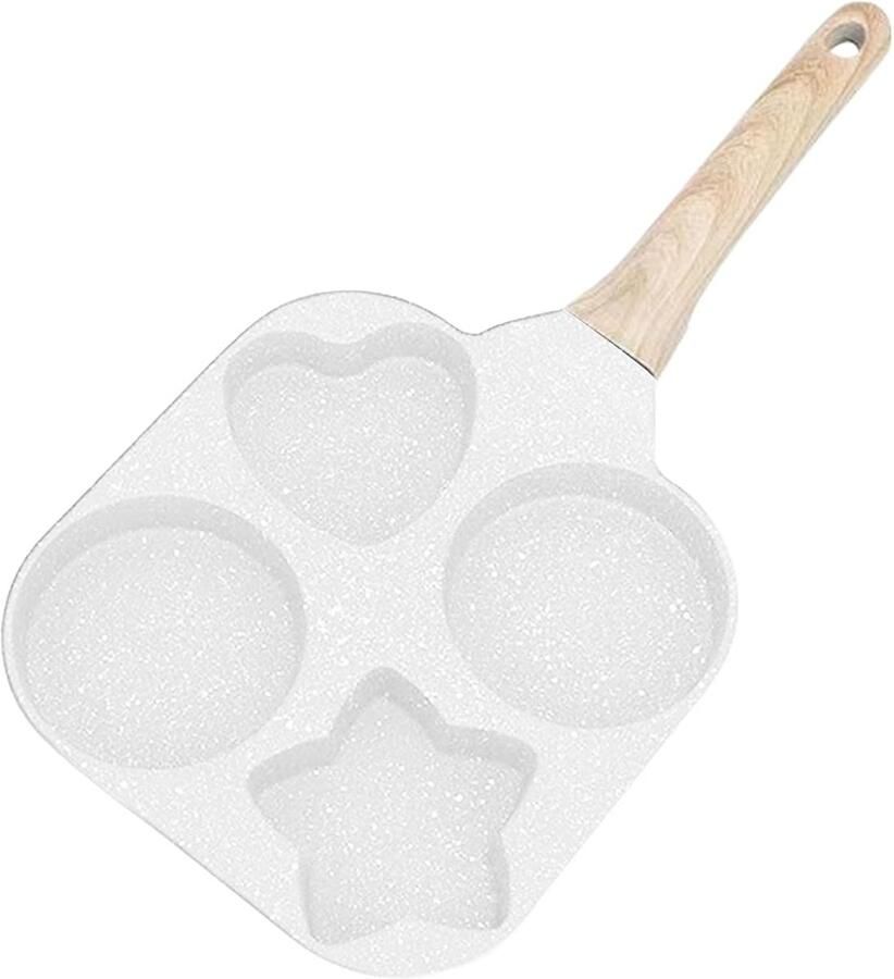 Pannenkoekenpan met Vormen Eiervorm Pan Ontbijt Maken Vier Creatieve Vormen 18 cm Diameter Wit