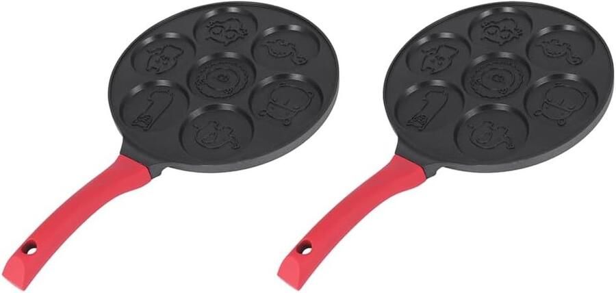 Pannenkoekenpan Mini Crepe Maker Ontbijt Maken 7 Dieren Vormen 43 cm Zwart