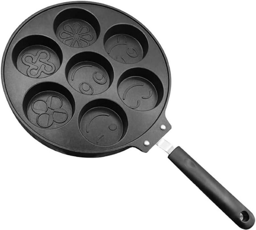 Pannenkoekenpan Mini Crepes Ontbijt Maken Vier Vrolijke Vormen 26 Cm Diameter Zwart