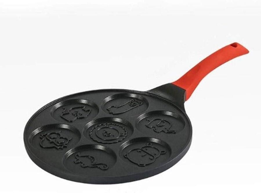 Pannenkoekenpan Mini Pan Ontbijt Maken 7 Dieren Vormen 26 cm Zwart