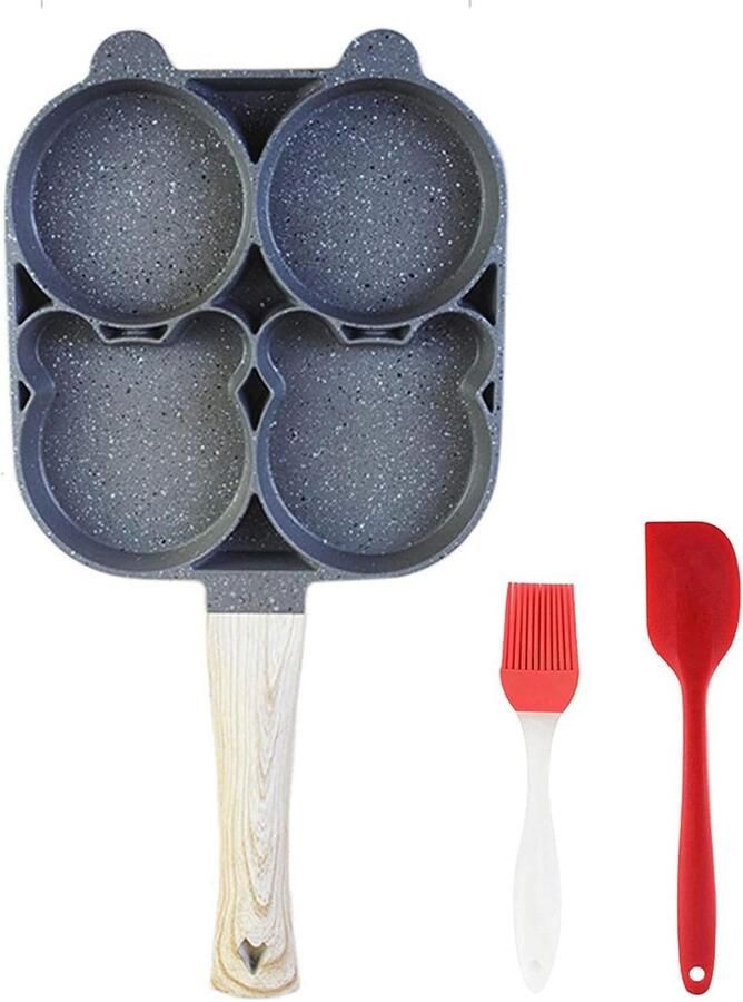 Pannenkoekenpan Omelet Pan Ontbijt Maken Vierdelige Vorm 19 cm Diameter Zwart