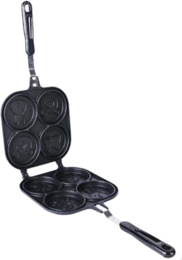 Dubbelzijdige Koekenpan Omeletpan Pannenkoekenpan Ontbijt Bereiden Antiaanbaklaag 39 cm x 19 cm Zwart