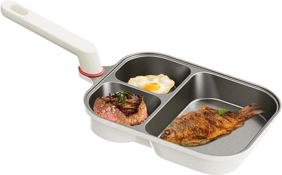 Pannenkoekenpan Omeletpan Grillpan Ontbijt Bereiden Drie Gedeelde Structuur 24.5 cm Zwart