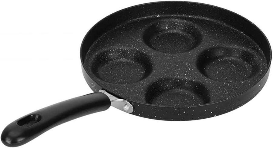 Pannenkoekenpan Omeletpan Koekenpan Ontbijt Maken Vier Gaten 41 x 24 cm Zwart