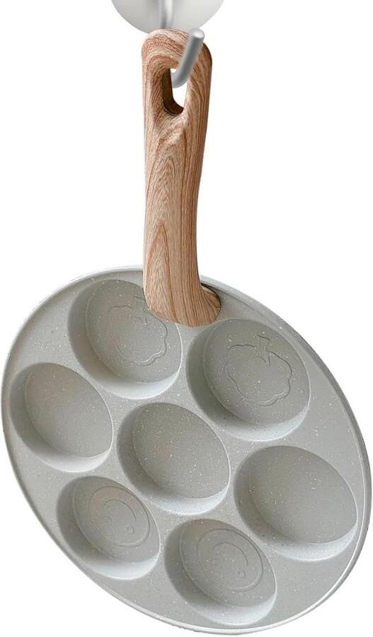Pannenkoekenpan Omeletpan Ontbijt Maken 7 Kops Ontwerp 23 cm Wit