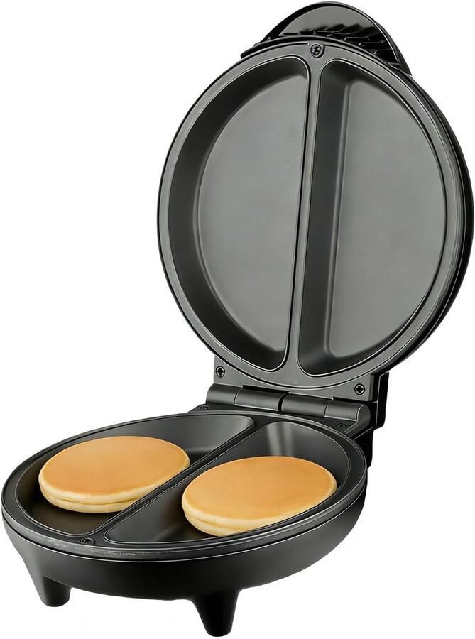 Pannenkoekenpan Ontbijt Omelet Koekenpan Gezinsmaaltijden Bereiden Dubbel Compartiment 25x20x18 cm Zwart