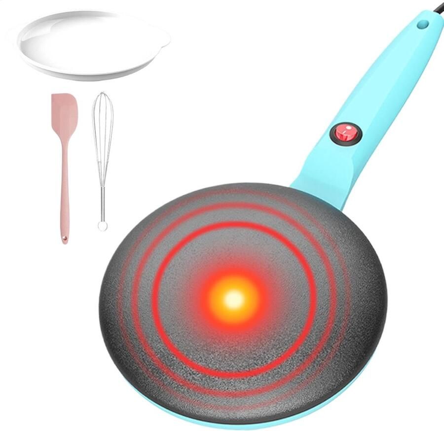 Elektrische Pannenkoekenmaker Crêpepan Apparaat Snelle Maaltijden Maken Automatische Temperatuurregeling 20 x 42 cm Blauw - Foto 2