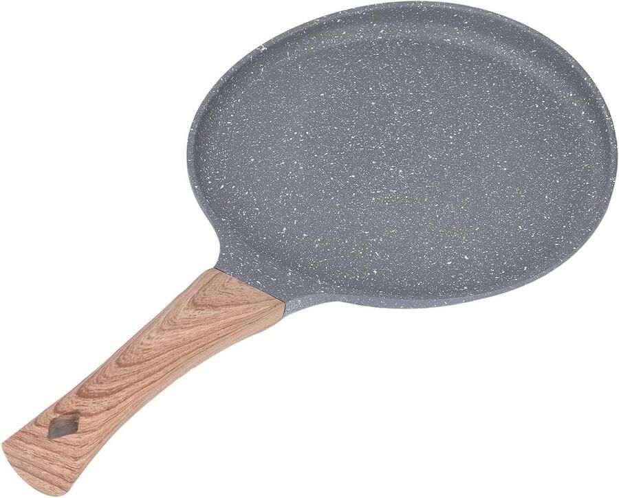 Pannenkoekenpan Platte Bodem Koekenpan Antiaanbaklaag Koken in Keuken Efficiënte Warmteverdeling 23 cm Diameter Grijs