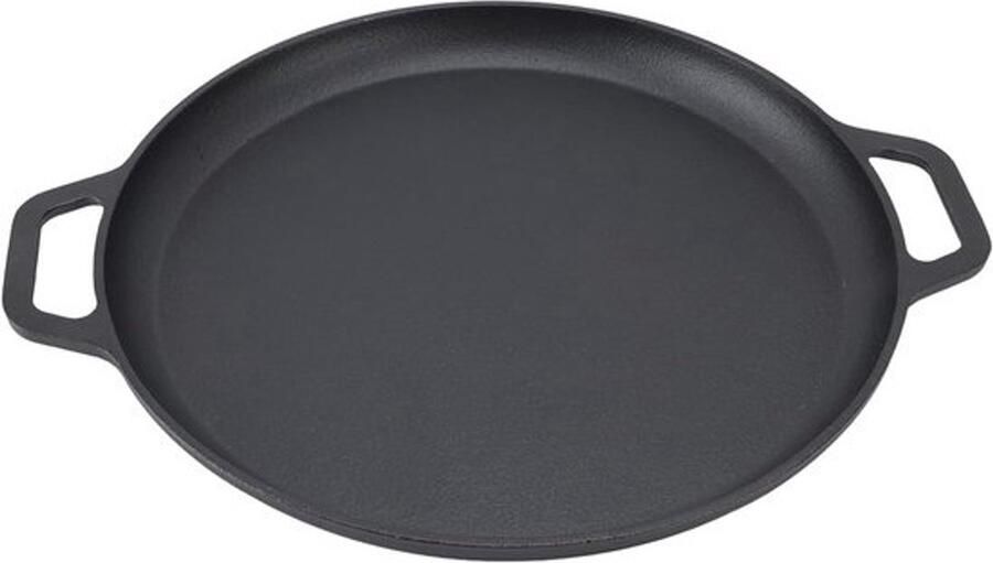 Gietijzeren Koekenpan Platte Pan Pannenkoeken Bakken Gelijkmatige Warmteverdeling 30 cm Zwart