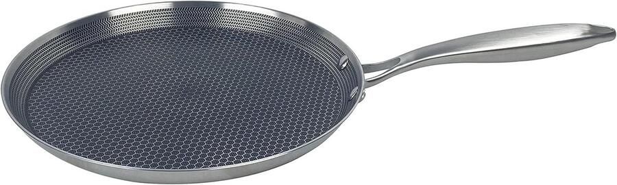 Koekenpan van roestvrij staal 28 cm inductie antiaanbak honingraatstructuur voor pannenkoeken en crêpes