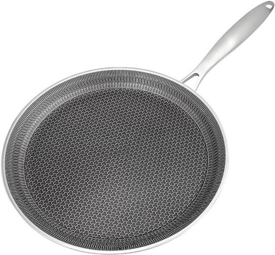 Pannenkoekenpan Roestvrijstaal Crêpe pan Ontbijt Bakken Krasvaste Antiaanbaklaag 26 cm