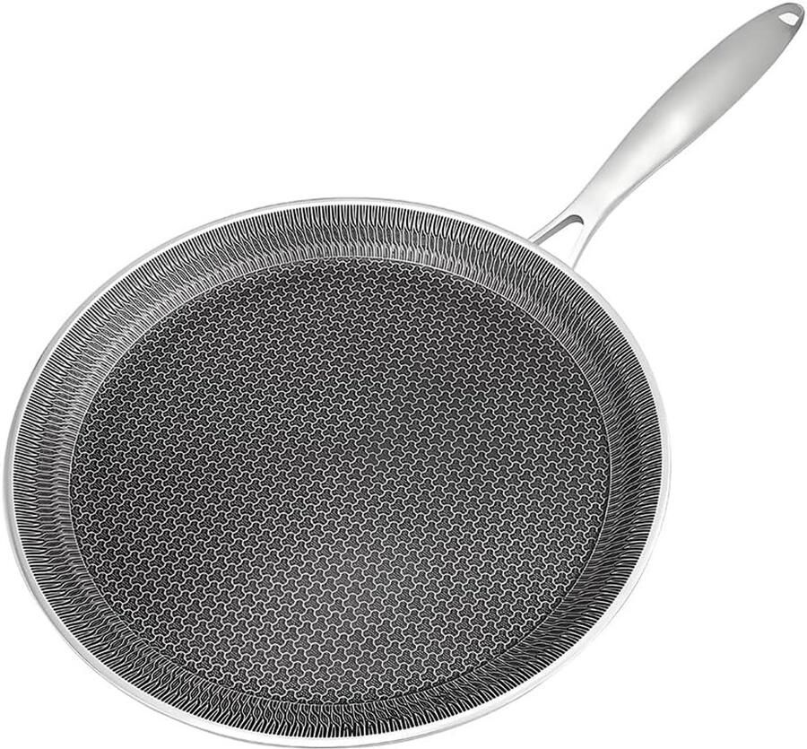 Pannenkoekenpan Roestvrijstaal Crêpe pan Ontbijt Bakken Krasvaste Antiaanbaklaag 26 cm