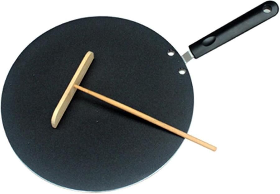 Pannenkoek Ronde Bakplaat Crêpe Maker Pan Ontbijt Maken Krasbestendig Anti-aanbaklaag 47x30cm Zwart