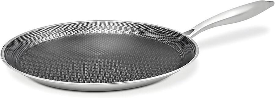 Pannenkoekenpan RVS Crêpe pan Ontbijt maken Inductie compatibel 30 cm Zilver