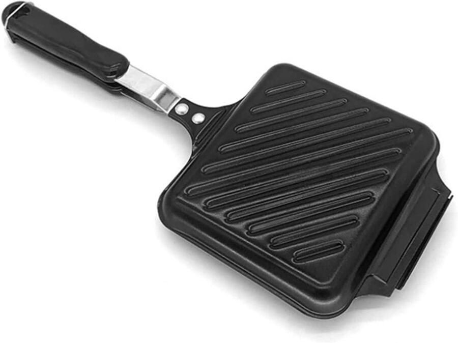 Pannenkoekenpan Sandwich Koekenpan Ontbijt Bakken Dubbelzijdig Koken 36.5 cm Lengte Zwart