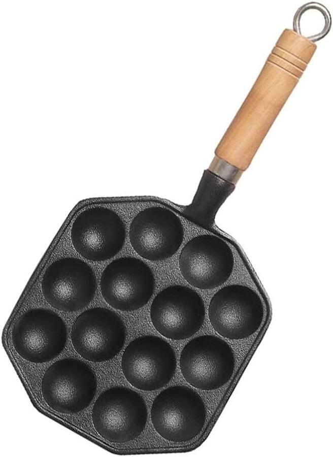 Pannenkoekenpan Takoyaki grillpan Thuis koken Antiaanbaklaag 14 gaten Zwart