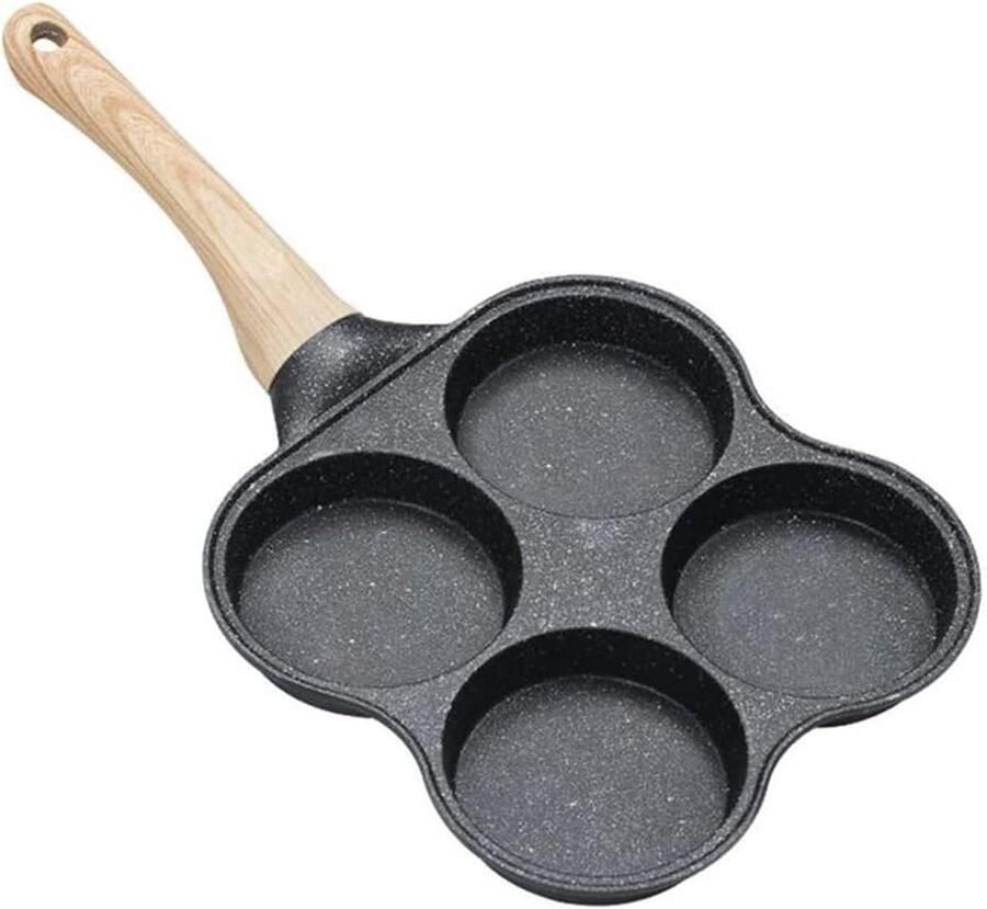 Pannenkoekenpan Vier Gaten Mini pan Ontbijt Bakken Antiaanbaklaag 36.5 cm Zwart