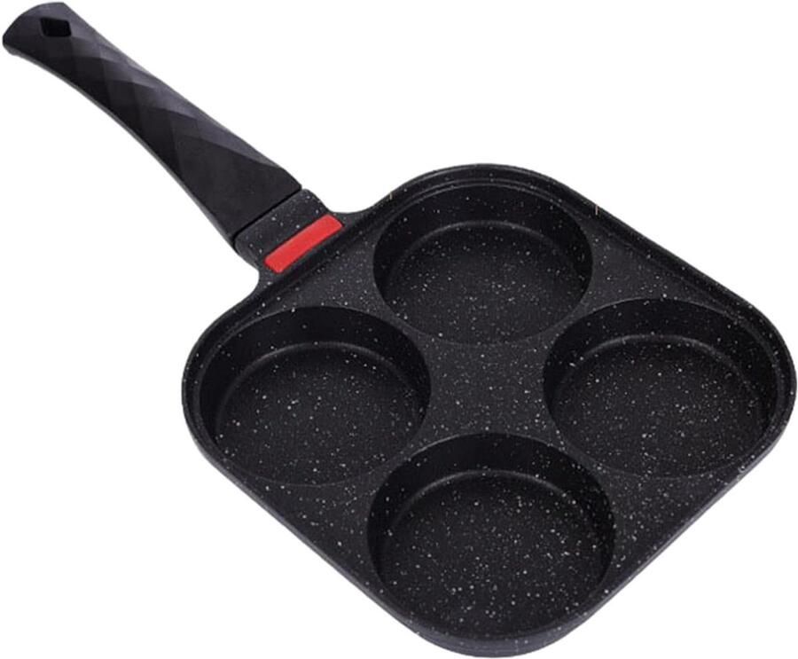 Pannenkoekenpan Vierdelig Eierkoek Pan Ontbijt Maken Antiaanbaklaag 37 cm Zwart