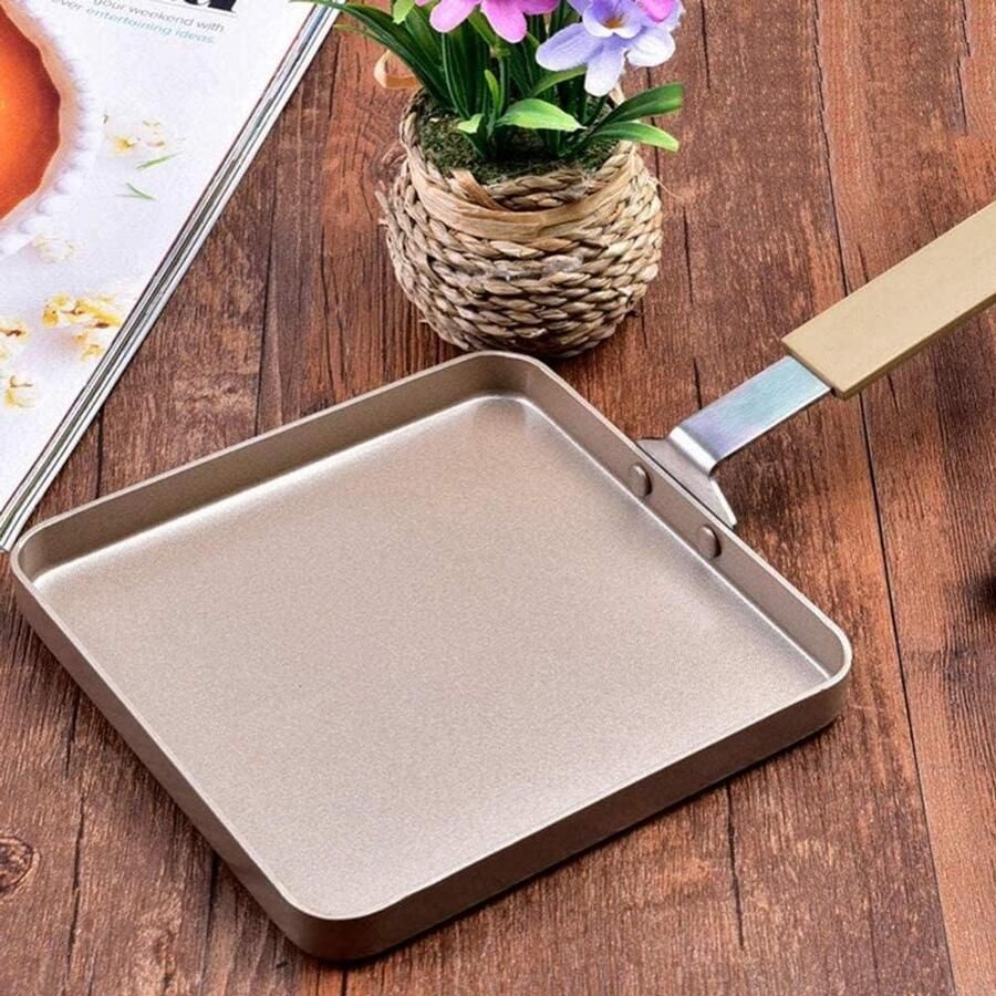 Pannenkoekenpan Vierkant Grillpan Koekenpan Ontbijt Bakken Sterke Koolstofstalen Bodem Niet gespecificeerd Metallic