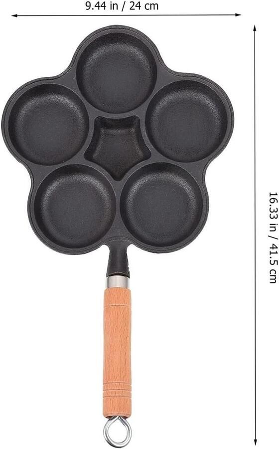 Pannenkoekenpan Vijf Gaten Omeletpan Bakplaat Ontbijt Bakken Non-stick Keramisch 24 cm Zwart