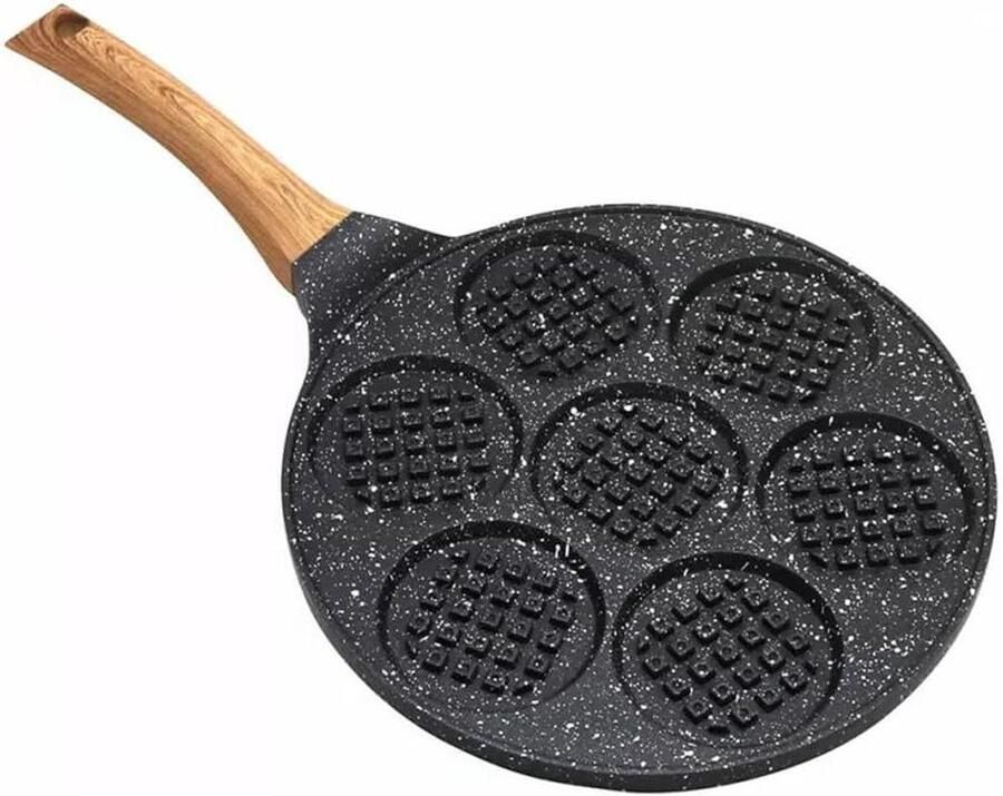 Pannenkoekenpan Wafelvorm pan Lekker ontbijten Marmeren coating 26.5 cm Zwart