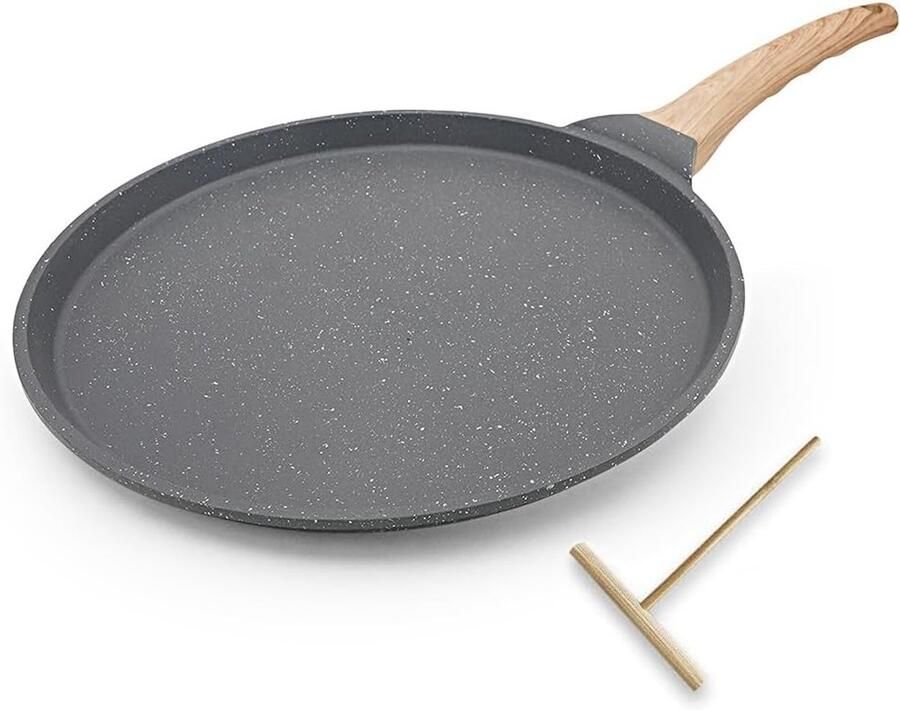 Pannenkoekenpan Zwart 30 cm Gegoten Aluminium met Antiaanbaklaag Voor Crêpes en Pannenkoeken