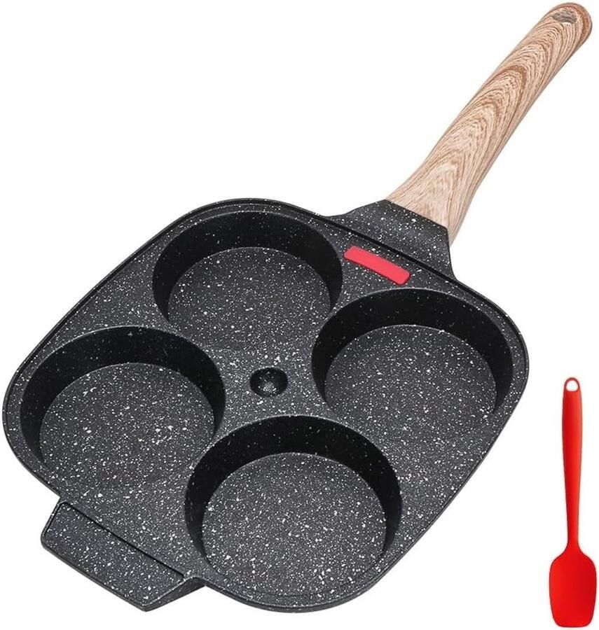 Poffertjesmaker Zwart Aluminium Vier gaten voor eieren en pannenkoeken Geschikt voor alle kookplaten