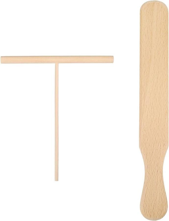Pannenkoekenset Hout Crêpe gereedschap Keukenwerk Beschermt antiaanbaklaag 29.5 cm Beige