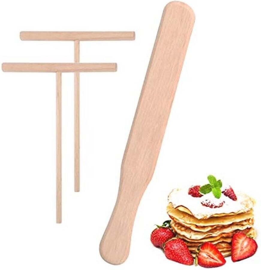 Pannenkoekenspreider en Deegverdeler Set 3 Stuks met Houten Spatel