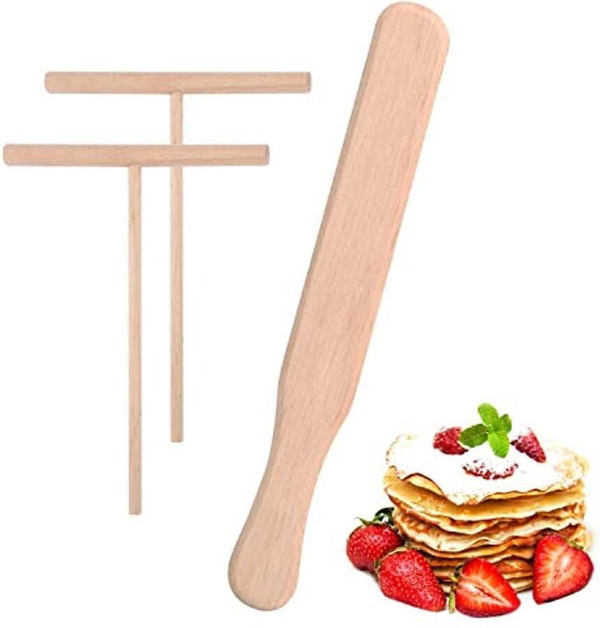 Pannenkoekenspreider en Deegverdeler Set 3 Stuks met Houten Spatel
