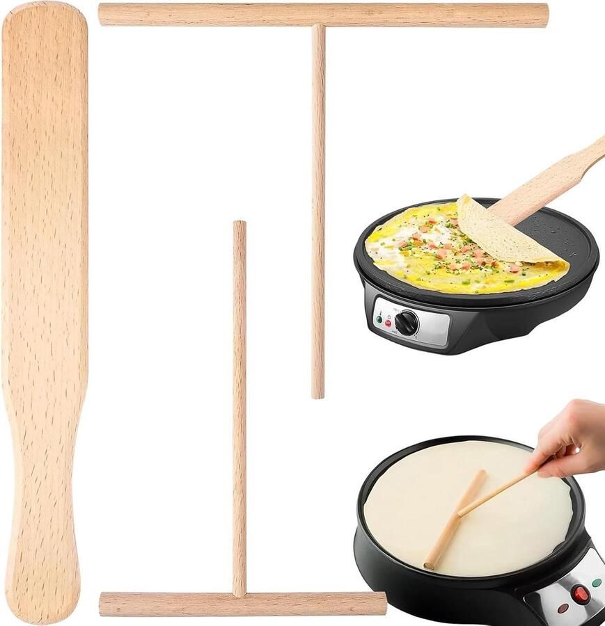Pannenkoekenverdeler Deegverdeler Spatel Pannenkoeken Bakken T-vormig Ontwerp 30 cm Houtkleur