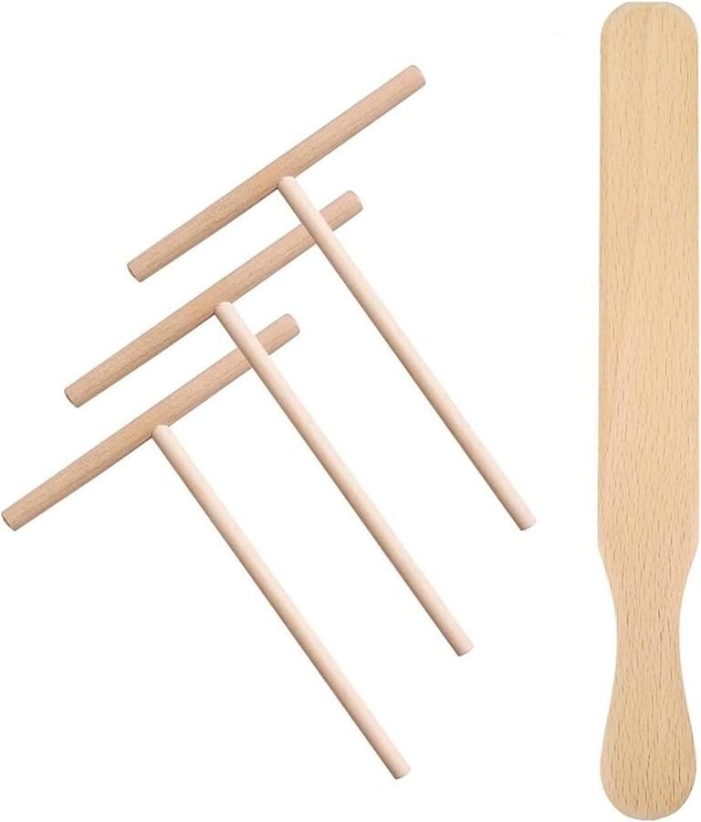 Pannenkoekenverdelers Crêpe deeggereedschap Gelijkmatig verdelen Hout met gladde rand 4 stuks Natuurlijk hout